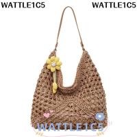 ราคา WATTLE1C5 กระเป๋าฟางสําหรับผู้หญิง, กระเป๋าทอจี้ดอกทานตะวันกระเป๋าถือชายหาด, Hollow Out กระเป๋าสะพายลําลองความจุขนาดใหญ่ฤดูร้อน (51813459215)