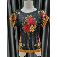 ราคา เสื้อไหมผสมชีฟอง อัดพลีท วินเทจ ลายกุหลาบ​ ของญี่ปุ่น​ (8424799638)