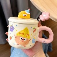 ราคา แก้วเซรามิค แก้วกาแฟ ถ้วยเซรามิกพร้อมฝาปิดพร้อมช้อนถ้วยน้ํามูลค่าสูงแก้วหญิงน่ารักครัวเรือนสํานักงานกาแฟถ้วยอาหารเช้า (46363161412)