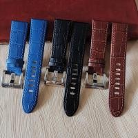 ราคา Alternative Montblanc Bamboo Pattern สายนาฬิกาหนังแท้ Time Walker Series Mens Bracelet 22mm Black Blue Brown (57914009924)