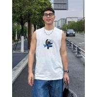 ราคา Ximo ผ้าฝ้ายแท้กีฬาเสื้อกั๊กเสื้อกั๊กผู้ชายฤดูร้อนหลวม All-Match Cat พิมพ์เสื้อยืดแขนกุดเสื้อกั๊กสีขาว (49662074911)