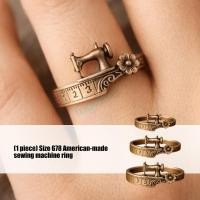 ราคา FQMM Artisanal แหวนจักรเย็บผ้าโลหะผสมขนาด 6 7 8 Creative Handmade Finger (47612796832)