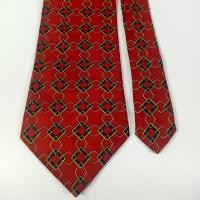 ราคา เนคไท สีแดง BURBERRYS Red Green Gold Design Men Silk Tie Made In USA (41858398617)