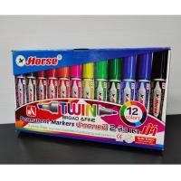 ราคา ปากกามาร์คเกอร์ 2 หัว แพ็ค12ด้าม คละสี ตราม้า (6469711314)