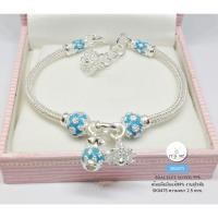 ราคา สร้อยข้อมือสุโขทัยเงินแท้99% งานสุโขทัย ร้อยตุ้งติ้ง"ถุงเงิน""ดอกพิกุล"ลงยาสีฟ้า ความยาว 6-7.5"(สร้อยงานสุโขทัย) :SK0475 (7993143218)