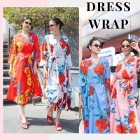 ราคา THONGYOY-Dress wrap roses ชุดเดรสผูกเอวทรงป้ายลายกุหลาบ ชุดเที่ยวทะเล ชุดสงกรานต์ลายดอกสีสดใสผ้าใส่สบาย (25422300371)
