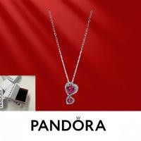 ราคา เครื่องประดับเงินแท้ Pandora S925 (พร้อมกล่องบรรจุภัณฑ์) สร้อยคอพร้อมจี้ Halo Hearts สีแดง 393658ค01 (52763953814)