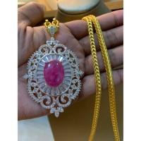 ราคา จี้เพชรสวิสทับทิมแท้ น้ำสวยชมพูหวาน พลอยแท้คุณภาพ จี้เพชร (มีเข็มกลัดในตัว) (43881798136)