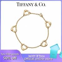 ราคา Tiffany (พร้อมกล่อง) ซื้อสร้อยข้อมือเครื่องประดับเงินแท้ Open Heart Charm Necklace - 18K Rose Gold (56663965471)