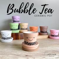 ราคา กระถางพร้อมจานรอง ชานม ไข่มุก กระถาง ต้นไม้ ของชำร่วย กระถางเซรามิค แคคตัส กระบองเพชร ต้นไม้มงคล สีหวานๆ ขนาด 3.5 นิ้ว (8245292753)