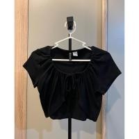 ราคา ของใหม่✨และมือ ✌: H&M Jersey bolero เสื้อครอปแขนสั้นผูกหน้า (25778803603)