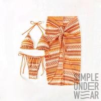 ราคา 375 Simple Underwear bikini ชุดว่ายน้ำ บิกินี่ ลาย สีส้ม 3 ชิ้น (27331744378)