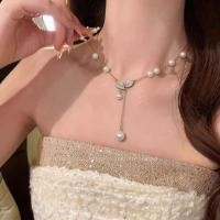 ราคา สร้อยคอนามธรรมชุบทองแท้ Zircon Pearl Leaf สไตล์ Choker สำหรับผู้หญิง (40180115815)
