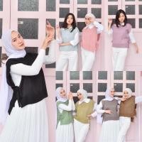 ราคา VN ILLO OUTER BEST KNIT REST OUTER KNIT FINE PLAIN SOFT LONG BASIC MUSLIM CARDI (28059937692)