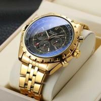 ราคา ▥ JARAGAR Original Blue Glass Big Dial มัลติฟังก์ชั่นอัตโนมัตินาฬิกาผู้ชายสแตนเลส Vintage Nical (29380122608)