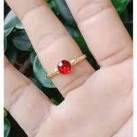 ราคา แหวนทองเหลืองพลอยกลมแดง (25133478522)