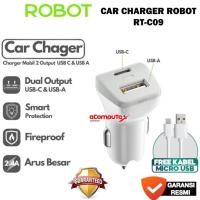 ราคา ROBOT CAR CHARGER RT-C09 DUAL PORT OUTPUT OFFICIAL 2.4A CAR CHARGER (40282551622)