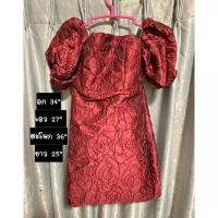 ราคา เดรสเกาะอก แขนตุ๊กตา ผ้านูนลายดอกไม้ (19277543804)