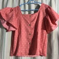ราคา เสื้อคอเหลี่ยมแขนระบาย เสื้อคอเหลี่ยม (2640215819)