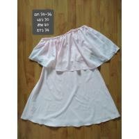 ราคา เดรสสั้นซีฟองสีชมพูปาดไหล่เฉียง (29350991221)