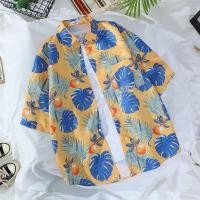 ราคา เสื้อสงกรานต์ เสื้อฮาวาย แขนสั้น พิมพ์ลาย สำหรับผู้ชาย เสื้อเชิ้ตฮาวาย ฮาวายสไตล์เกาหลี ผ้านิ่มใส่สบาย ผ้าระบายอากาศ (26677160941)