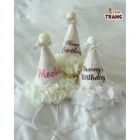 ราคา หมวกท็อปวันเกิดเด็ก Mochi พร้อมชื่อที่ปักชื่อ โดย ChinTrang (52008329613)