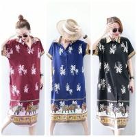 ราคา เดรสลายช้างเชิง เดรสเชิ้ตตัวยาว แขนสั้น แขนสั้นแต่งกระดุมเรียงเม็ด ผ้าไหมอิตาลีพิมพ์ลายกราฟฟิก (26016174004)