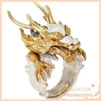 ราคา ไม้ฟรี แหวนหัวมังกร, การออกแบบบรรเทาปรับแหวนมังกร, โชคดีครอบงําสไตล์ทูโทนที่สําคัญมังกรรูปแหวนชายอุปกรณ์ (57063243160)