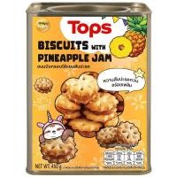 ราคา ท็อปส์ขนมปังกรอบไส้แยมสับปะรด 450กรัม Tops Brand Pineapple Filled Biscuits 450g. [หมายเลขบาร์โค้ด 8853474062621] (46362755718)