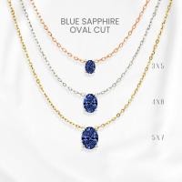 ราคา สร้อยคอไพลินแท้ (Blue Sapphire) ไข่คลาสสิก เงินแท้ 925 ชุบทองคำขาว/ทอง /โรสโกลด์ จี้พลอย GEORGE Jewelry (44955018494)