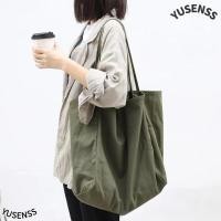 ราคา YUSEN Tote Bag, Canvas Solid Color Handbag Shoulder Bag, Fashion Large Capacity Ins Style Commuting Shopping Bag (56765034326)