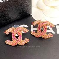 ราคา Chanel Crystal Twisted CC Earrings Light Gold Pale Pink (รับประกันสินค้าแท้) (21392971205)