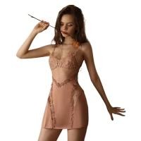 ราคา ELSexy Sleeping Dress Silk Sleepwear Deep V Lace Lingerie Satin Sling Nightwear Water Soluble Backless Nightdress Dropsh (47464058898)