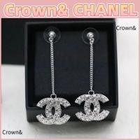 ราคา สินค้าใหม่ของแท้ 100%/CHANEL จี้คริสตัลสองแถว CC ดีไซน์จี้ต่างหูเงินผู้หญิง (42881774381)