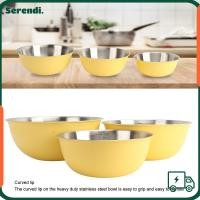 ราคา SERENDI 3 ชิ้นสลัดชามผสม,ความจุ Scale Mark Round Multi-purpose Bowl, Wide Pour Lip อาหารหนาปลอดภัย Smooth Surface Food Mix Basin Salad Mix เตรียม (57464406975)