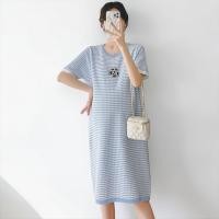 ราคา ชุดคลุมท้อง mamaratta - เดรสเปิดให้นมได้ โทนสีฟ้าขาว งานผ้านิตติ้งดีมากไม่บาง น่ารักมากๆ (26194627005)
