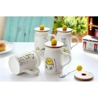 ราคา แก้วเซรามิกไข่ขี้เกียจGudetama พร้อมฝาไม้และช้อน (436986931)