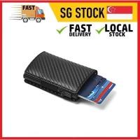 ราคา !! Slim Minimalist Smart Carbon Fibr Leather Wallet, Mens Wallet RFID Protection, Black Minimalist Wallet (50158916165)