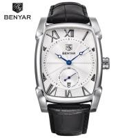 ราคา BENYAR BENYAR นาฬิกาควอทซ์ผู้ชายเรียบง่ายกันน้ํา Casual Wine Barrel Square (54162856023)