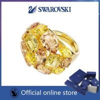 ราคา SWAROVSKI เครื่องประดับเครื่องประดับลําลองหรูหราสวารอฟสกี้แท้ 100% (รวมกล่องบรรจุภัณฑ์) - Gema Personality Ring Mixed cut โทนสีเหลือง ชุบทอง (48261385134)