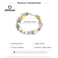 ราคา Student Cartoon Hand Jewelry Women Summer Cream Colored Elastic Rope Cute Ceramic Beaded BraceletAnollao (46405892680)