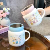 ราคา แก้วกาแฟ แก้วกาแฟดํา น่ารักการ์ตูนลูกสุนัขฉนวนแก้วเซรามิกที่มีฝาปิดช้อนสาวหัวใจถ้วยน้ําของขวัญมูลค่าสูงถ้วย (43582823742)