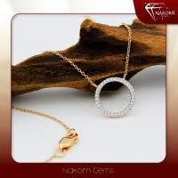 ราคา NAKORN GEMS สร้อยคอเพชรแท้ สร้อยคอทองคำแท้14K(ทอง58.5%) สร้อยทอง สร้อยคอทองจี้ทรงกลมฝังเพชรแท้ พร้อมใบรับประกันสินค้า (2862482360)