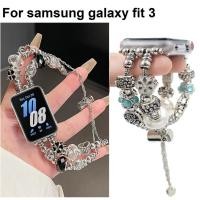 ราคา Luxurious Pandora DIY สาย Compatible for samsung galaxy fit 3 strap Replacement สาย Samsung galaxy Fit 3 Strap Metal Loop Bracelet สายนาฬิกา Samsung Fit3 Strap Wristband For Samsung galaxy fit 3 สาย (