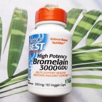 ราคา (Doctor's Best®) High Potency Bromelain 3000 GDU 500 mg 90 Veggie Caps โบรมีเลน สารสกัดจากแกนสับปะรด (17354640119)
