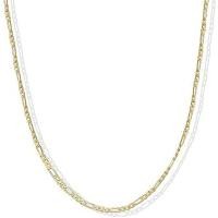 ราคา 14K งูและ Figaro Herringbone ชุบโซ่ทรงกลมปรับได้ PAVOI Curb สร้อยคอกล่องลูกปัด Paperclip Gold (46311743030)