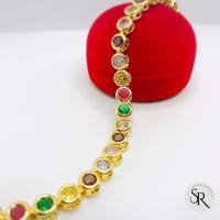 ราคา สร้อยข้อมือทองประดับพลอยนพเก้า สวยหรู (25166202621)