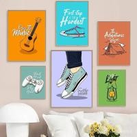 ราคา รองเท้าแบนหมวกกีตาร์โคมไฟสโลแกนโปสเตอร์และพิมพ์Tend Typographyผ้าใบภาพวาดการ์ตูนGamepadสโลแกนW Wall ArtภาพTNN5 (43680917884)