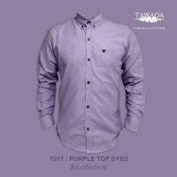 ราคา เสื้อเชิ้ตแฟชั่นสีม่วงท็อปดายทรง Slimfit ผ้า Oxford Cotton100% แบรนด์ TAWADA รุ่น T017-PURPLE DYED (55301655398)
