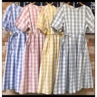 ราคา เดรสยาวเกาหลีลายตารางสีเหลือง (2467066771)